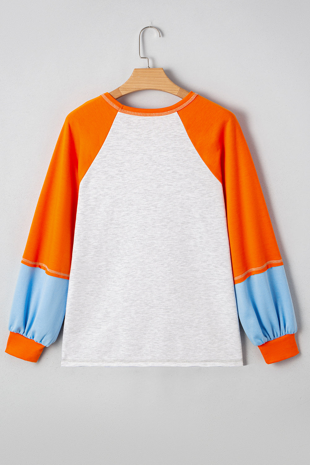 Thanksgiving Turkey Sequin Graphic Color Block Long Raglan Sleeve Top
