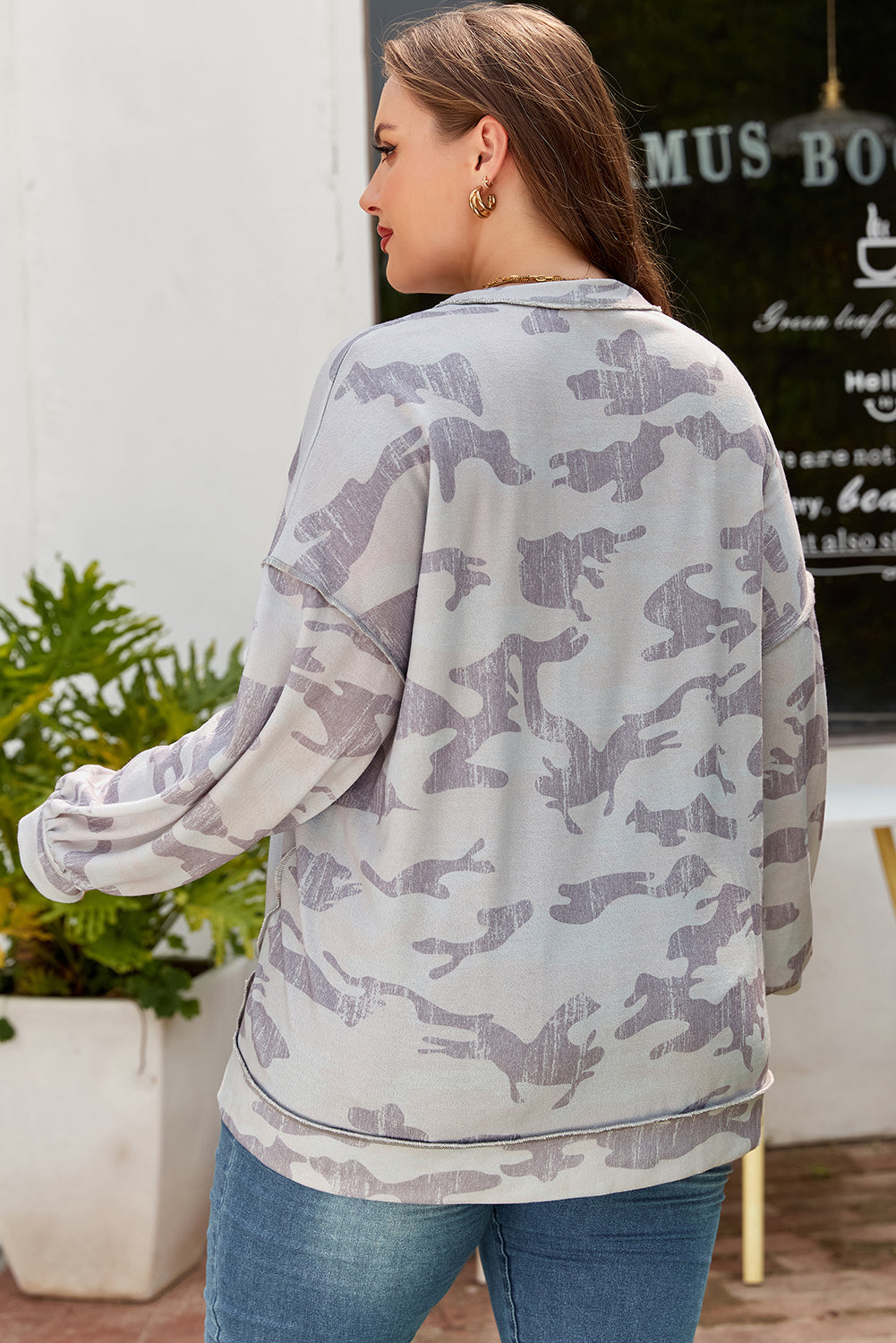 Janine | Plus Size Camouflage Print Pullover