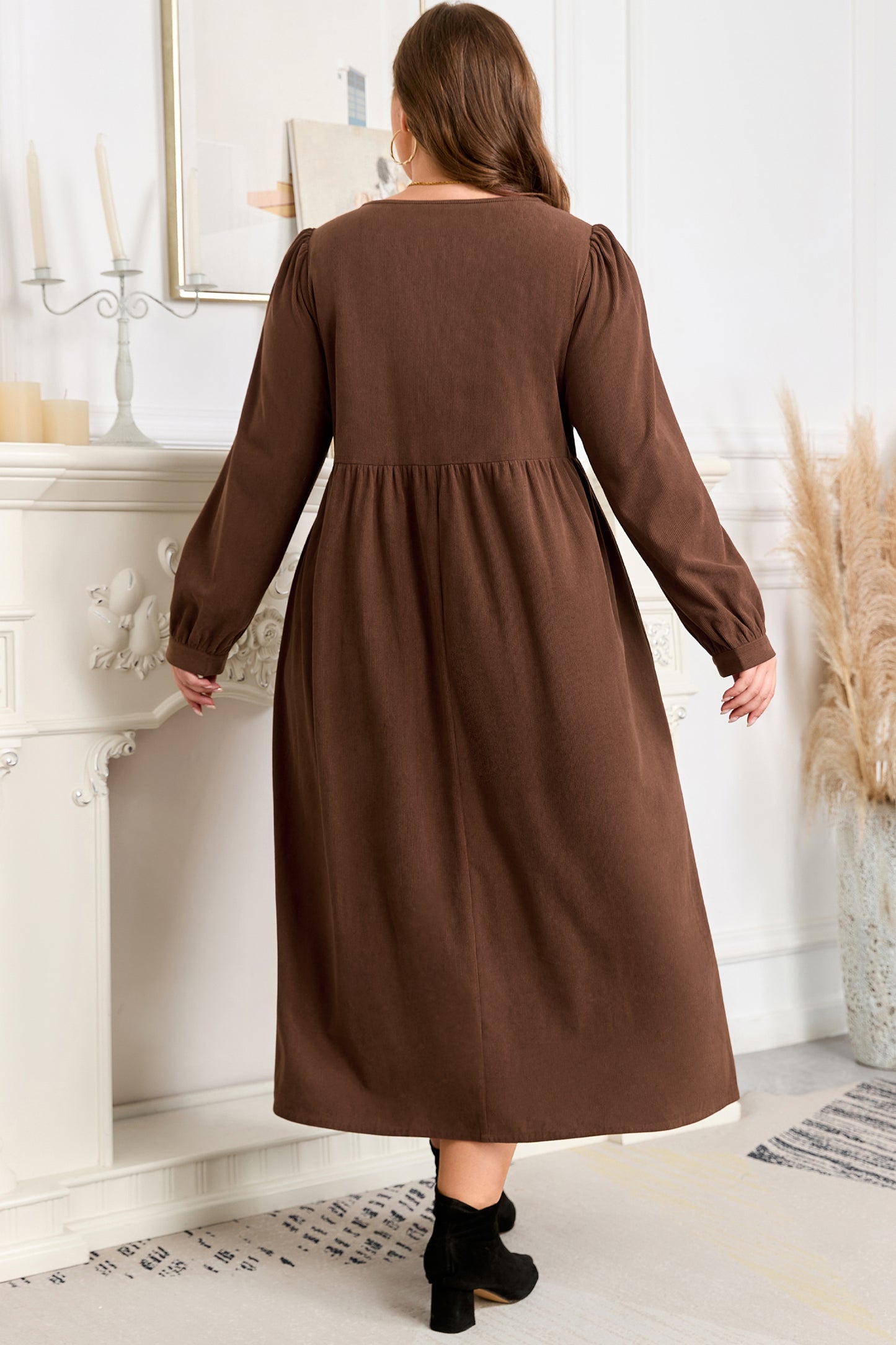 Nel | Embroidered Corduroy Long Dress