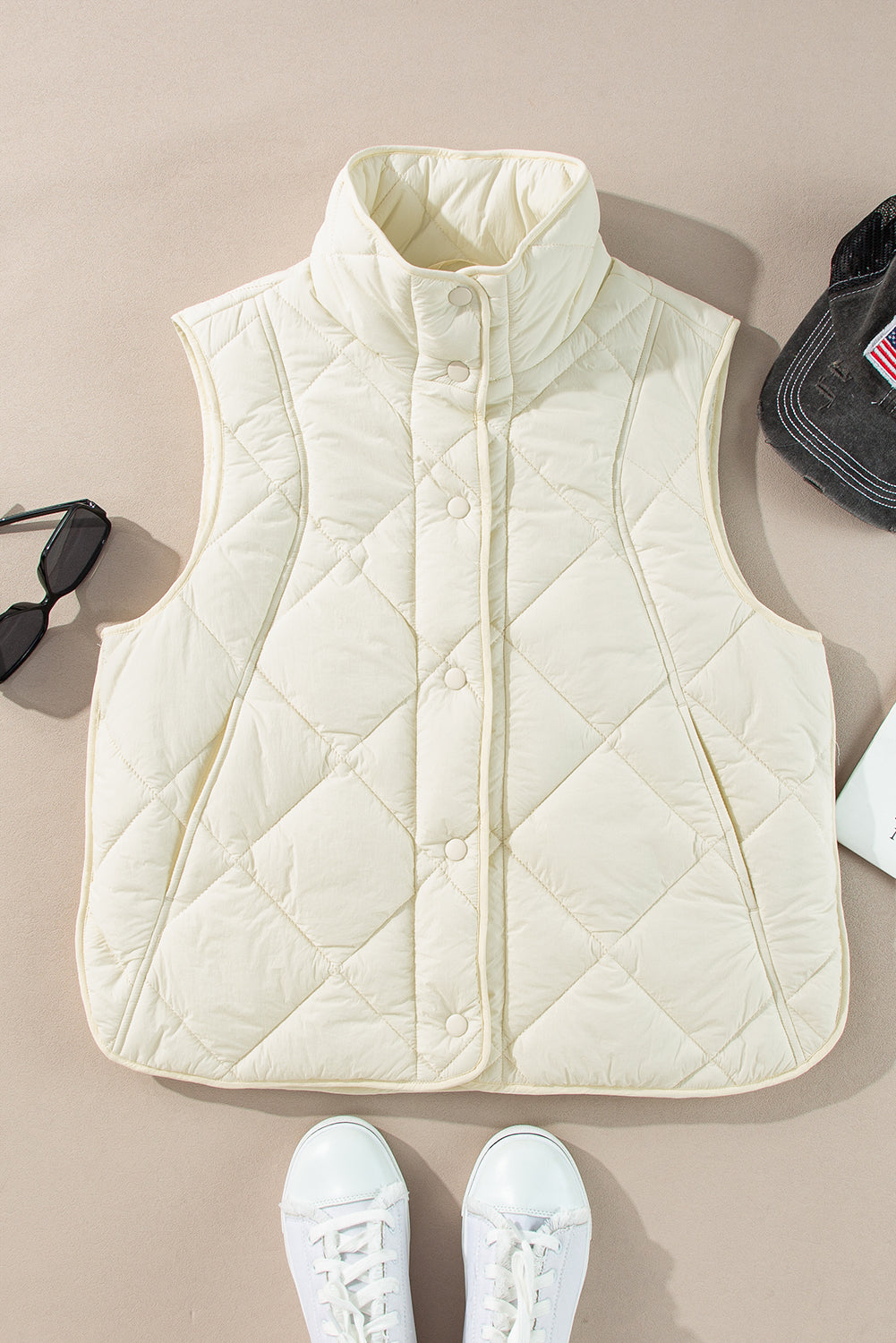Barbara | Quilted High-Neck Vest Coat