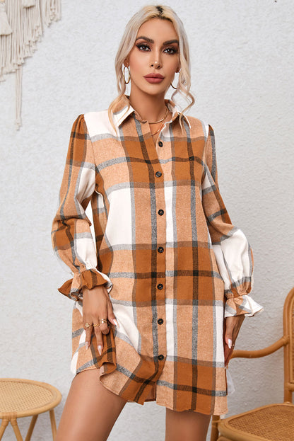 Aria | Plaid Collared Shirt Dress