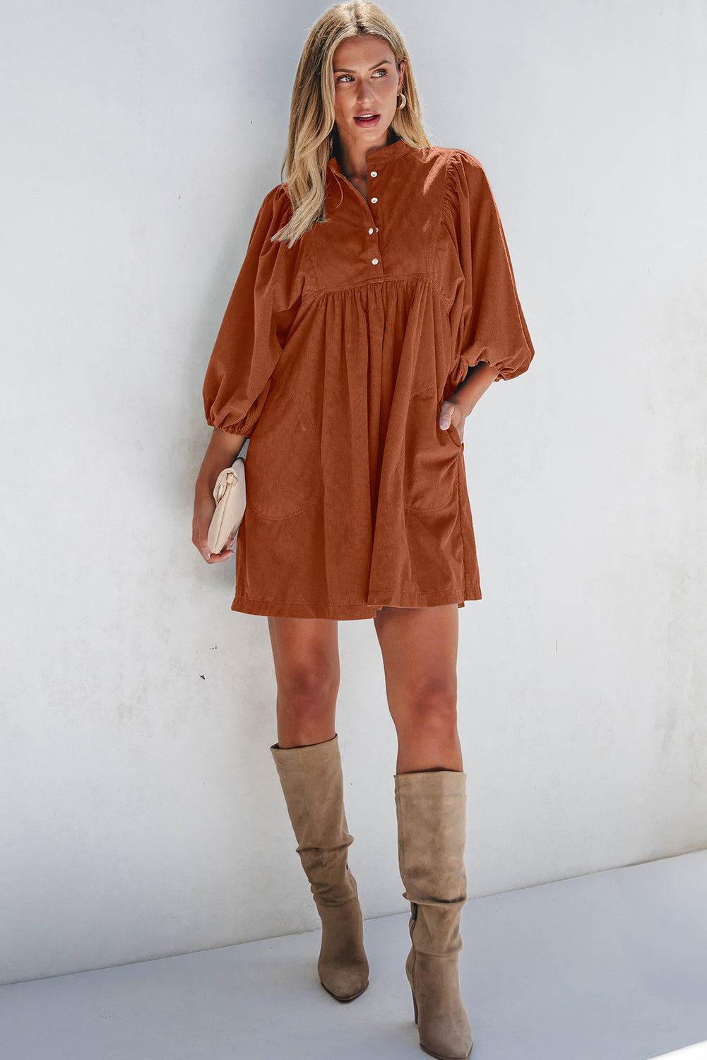 Minna | Corduroy Empire Waist Dress