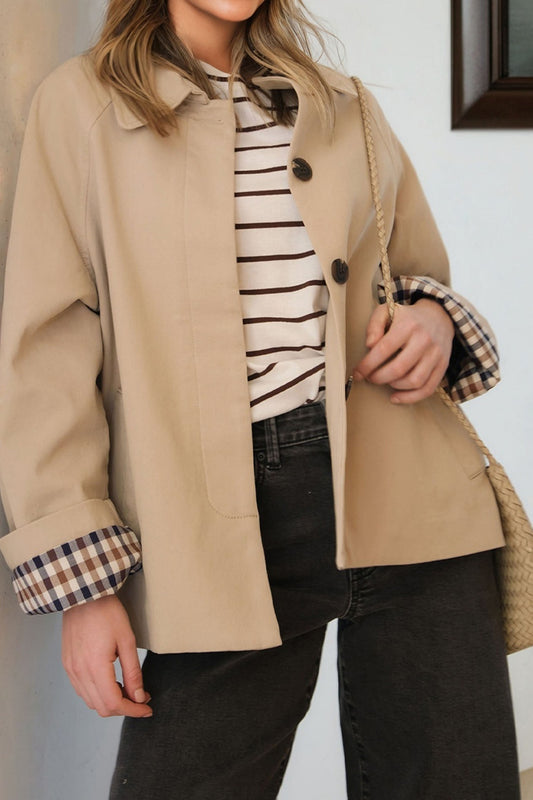 Camila | Classic Trench Coat with Plaid Lining