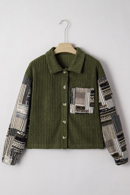 Vivienne | Ribbed Fleece Plaid Patchwork Jacket