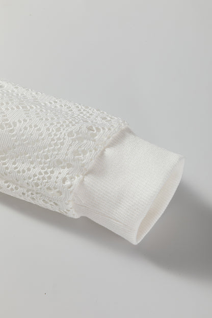 Amélie | Striped Textured Knit Top with Lace Patchwork