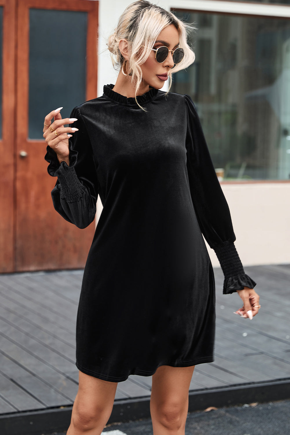 Heart | Velvet Puff Sleeve Dress