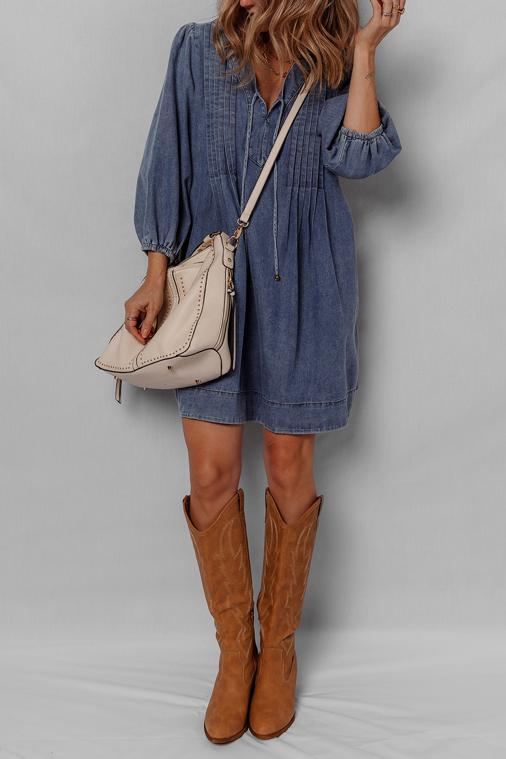 Sandy | Short Denim Tie Dress
