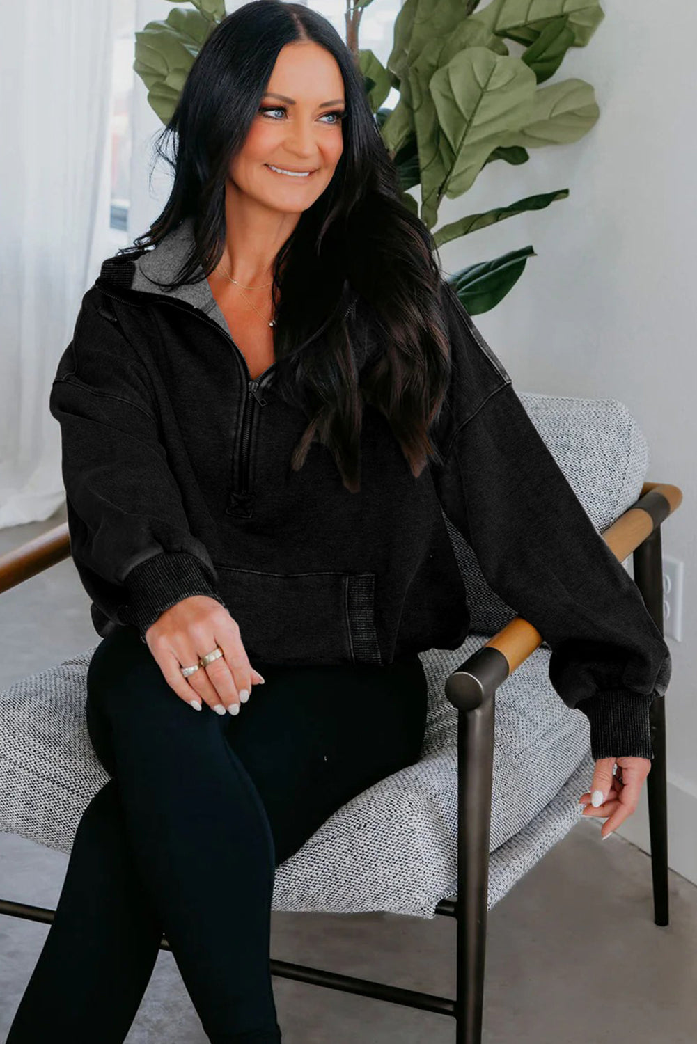 Belle | Mineral Wash Half-Zip Hoodie