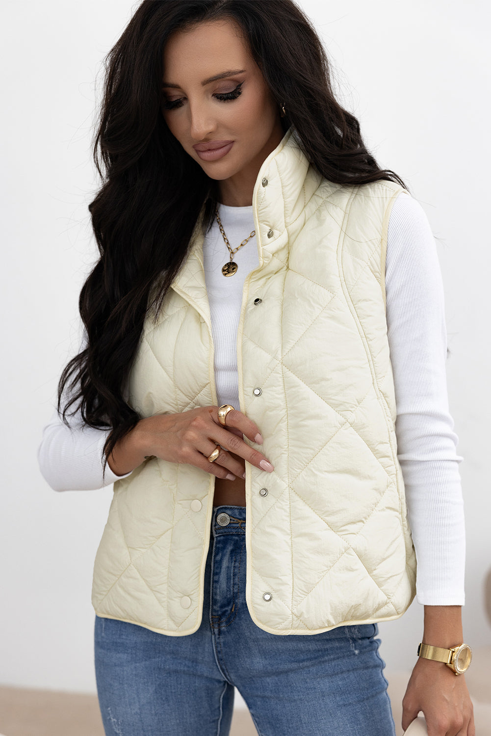 Barbara | Quilted High-Neck Vest Coat