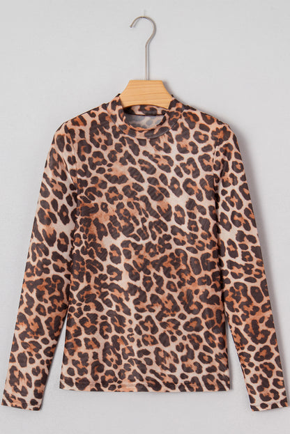 Valentina | Leopard Print Mesh Long Sleeve Top