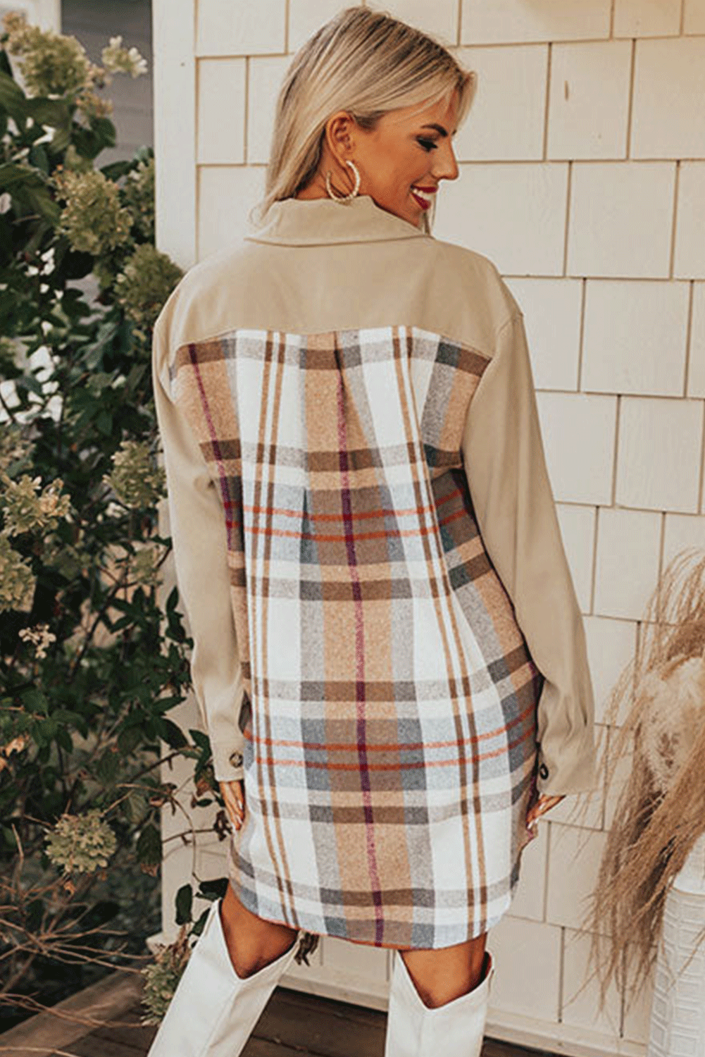 Ewa | Plaid Patchwork Shirt Dress
