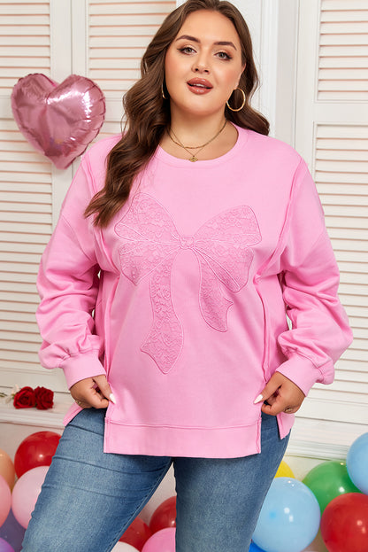 Lana | Plus Size Lace Bow Sweatshirt