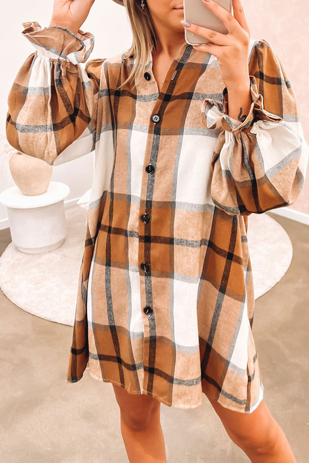Aria | Plaid Collared Shirt Dress