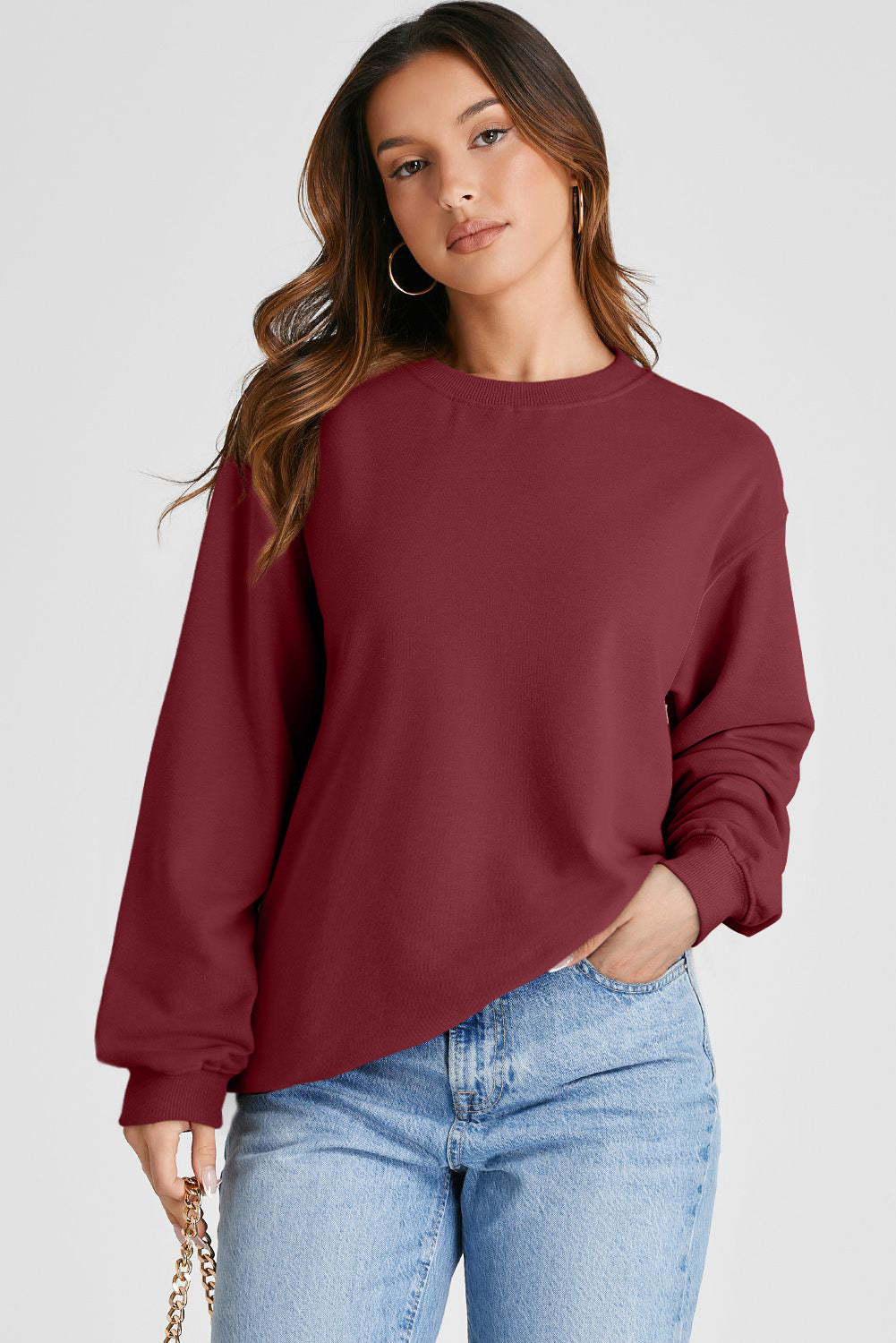 Cristina | Classic Drop Shoulder Crewneck Sweatshirt