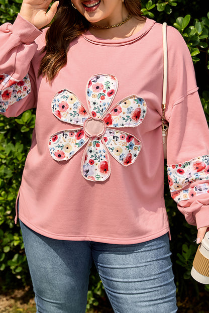 Colette | Plus Size Floral Applique Sweatshirt