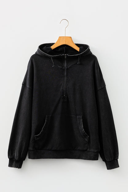 Belle | Mineral Wash Half-Zip Hoodie