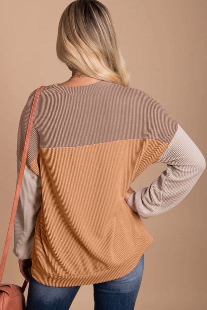 Emilia | Ribbed Colorblock Long Sleeve Top