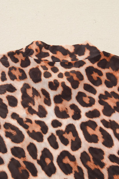 Valentina | Leopard Print Mesh Long Sleeve Top