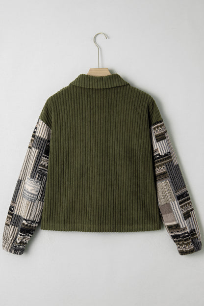 Vivienne | Ribbed Fleece Plaid Patchwork Jacket