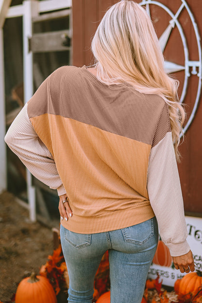 Emilia | Ribbed Colorblock Long Sleeve Top
