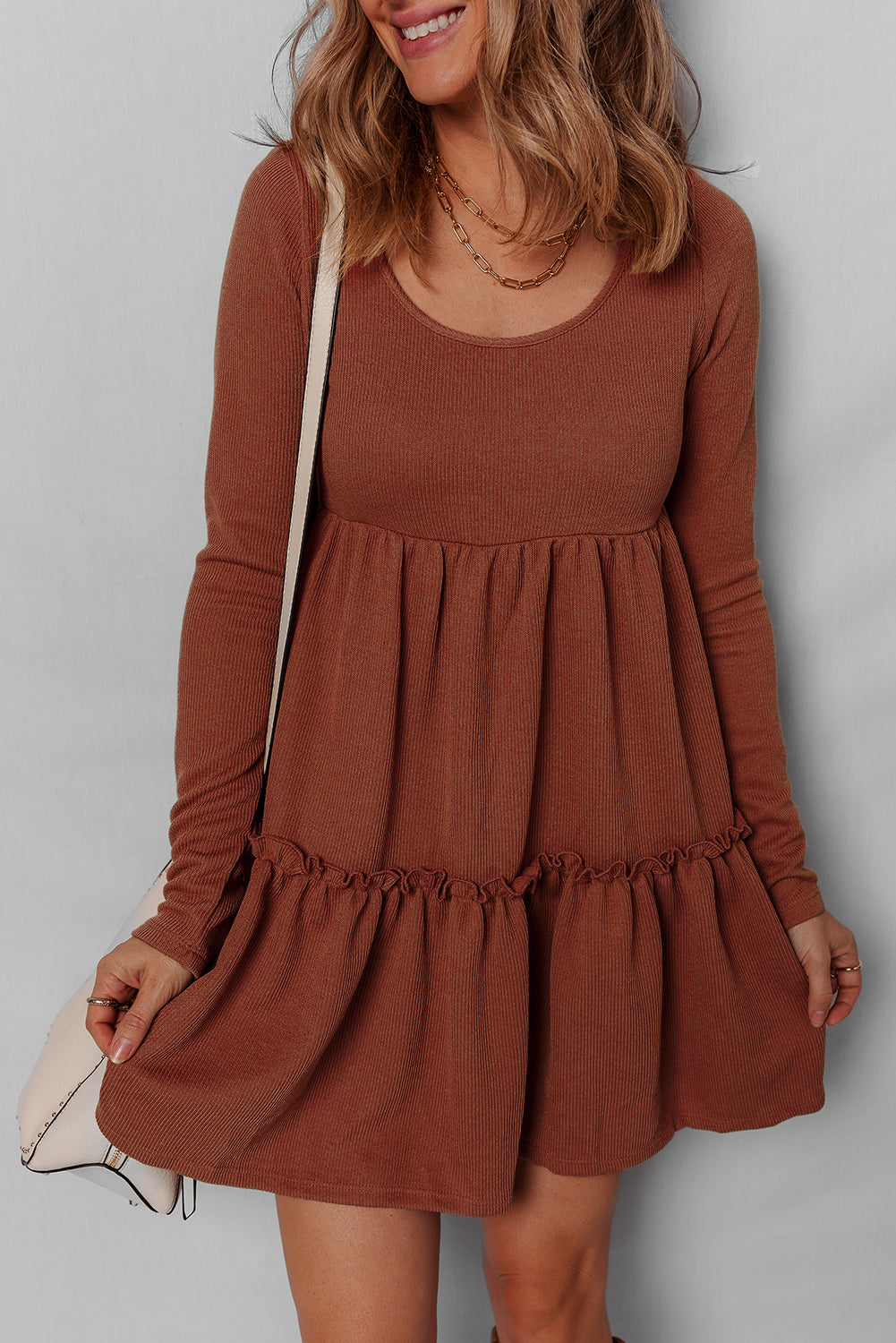 Lorna | Ribbed Knit Frill Dress