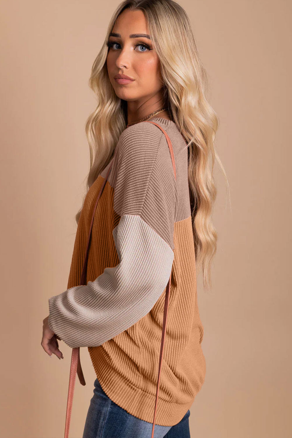 Emilia | Ribbed Colorblock Long Sleeve Top