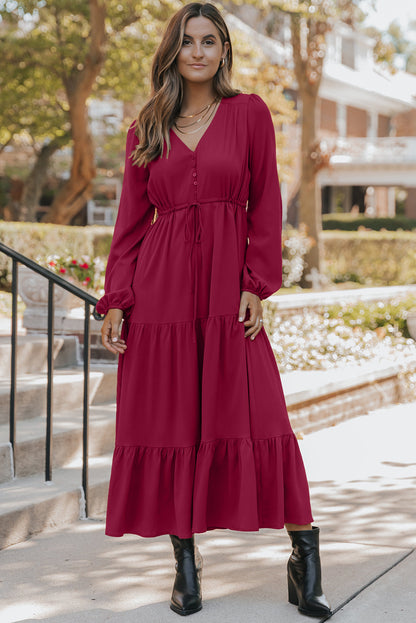 Natalia | V-Neck Tiered Long Dress