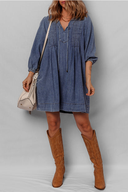 Sandy | Short Denim Tie Dress