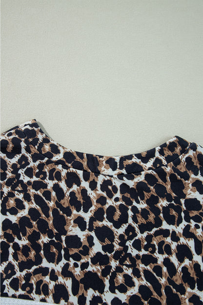 Elena | Leopard Patchwork Waffle Knit Top