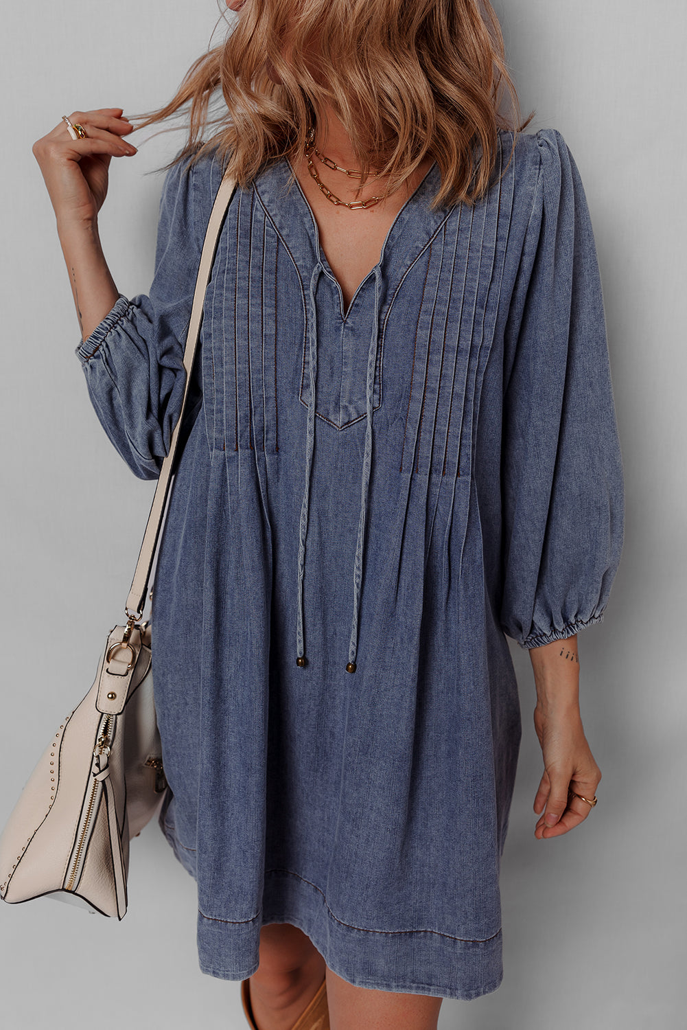 Sandy | Short Denim Tie Dress