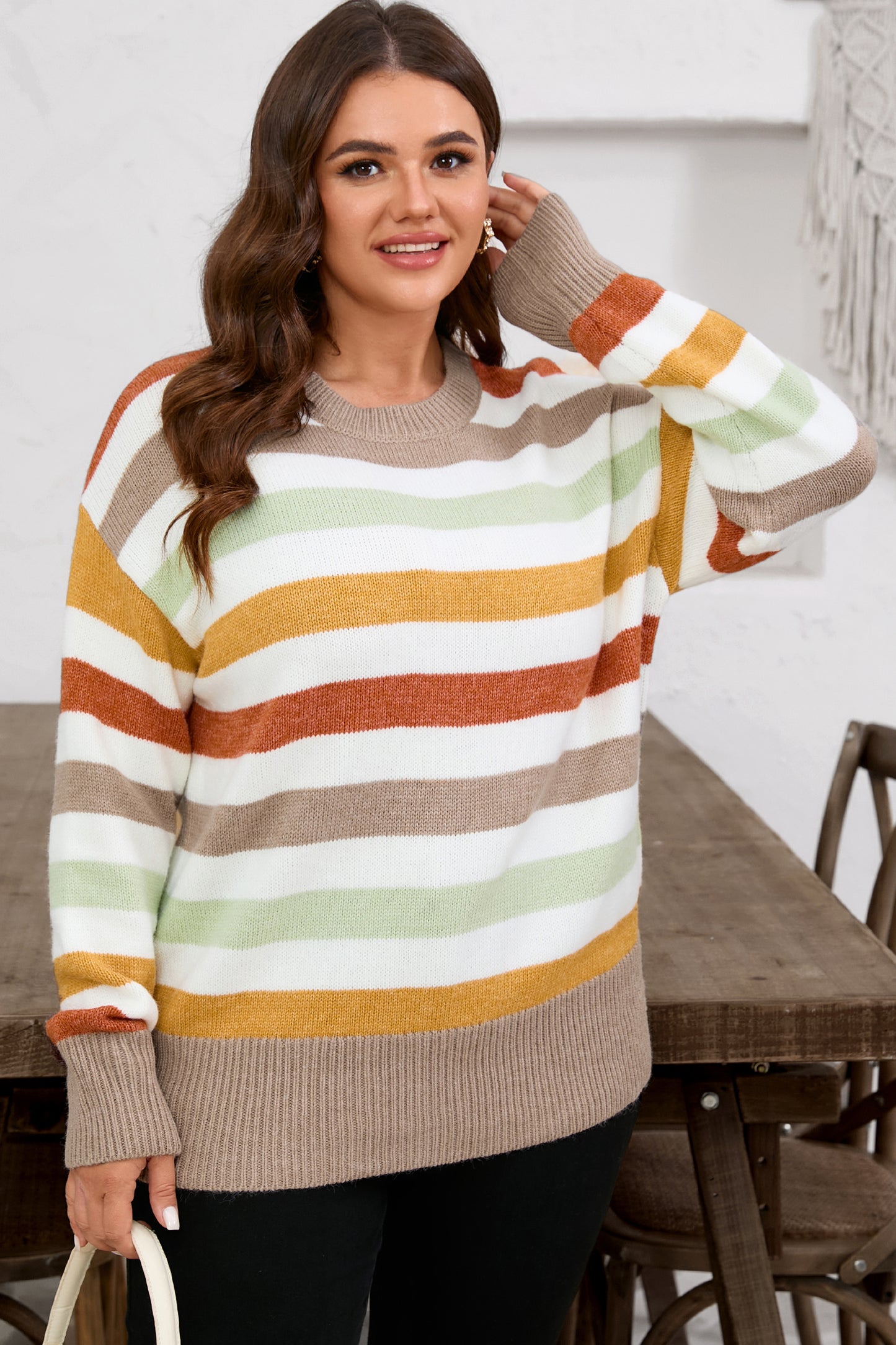Cassandra | Plus Size Striped Colorblock Sweater