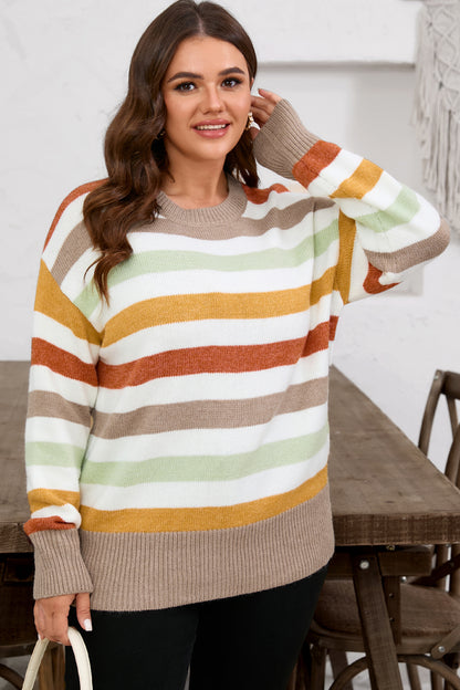 Cassandra | Plus Size Striped Colorblock Sweater