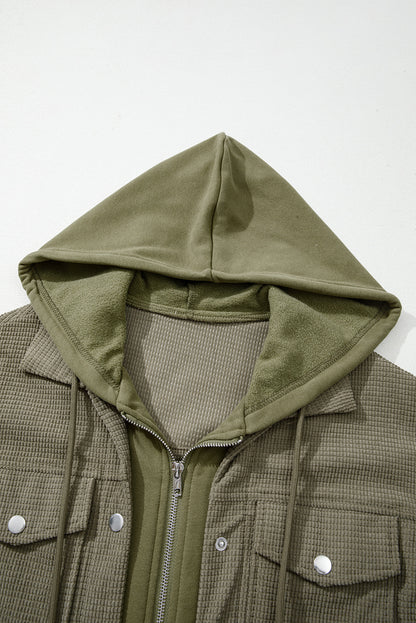 Laurel Green 2 in 1 Thermal Knit Textured Hooded Jacket