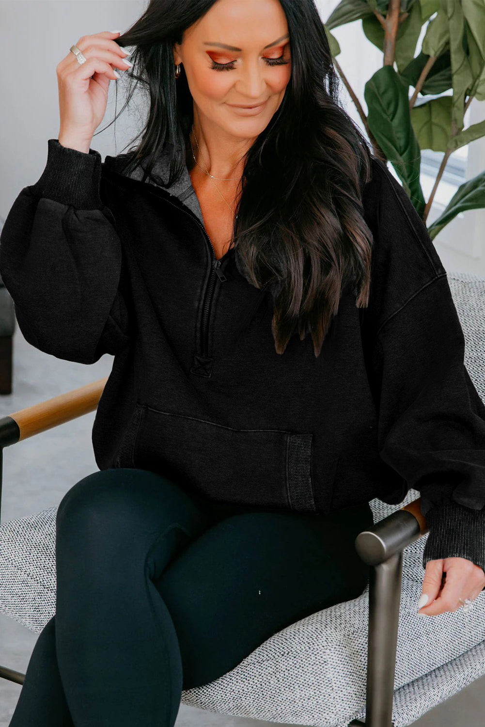 Belle | Mineral Wash Half-Zip Hoodie