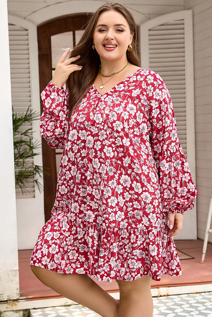 Athena | Plus Size Floral Puff Sleeve Mini Dress