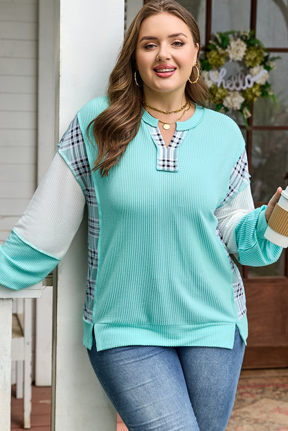 Astrid | Plus Size Twist Rib Colorblock Pullover