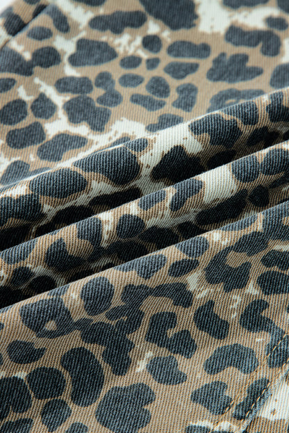 Zara | Leopard Print Denim Dress