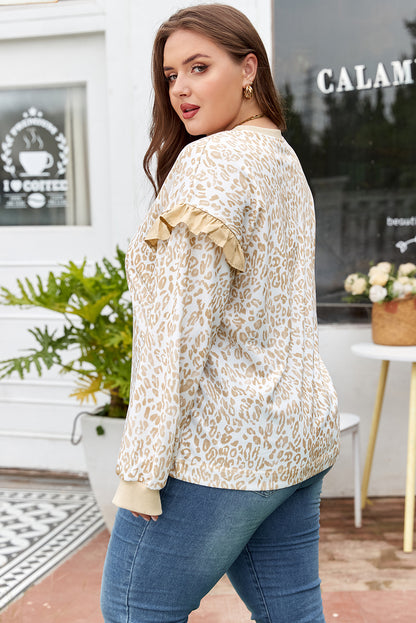 Ivy | Leopard Print Ruffled Sweatshirt