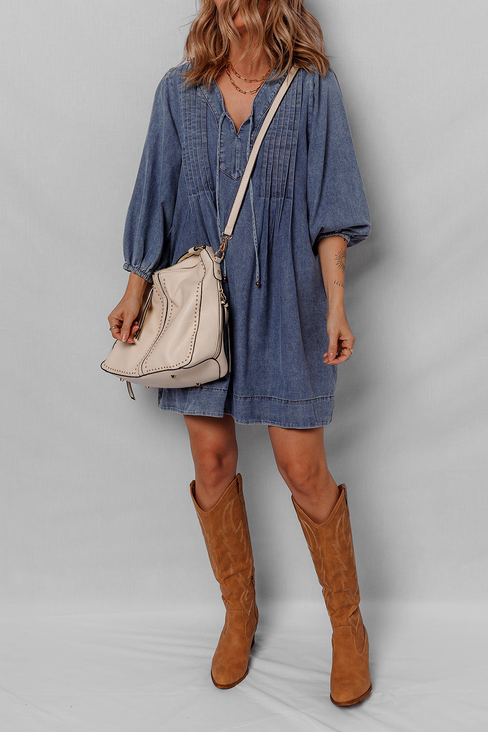 Sandy | Short Denim Tie Dress