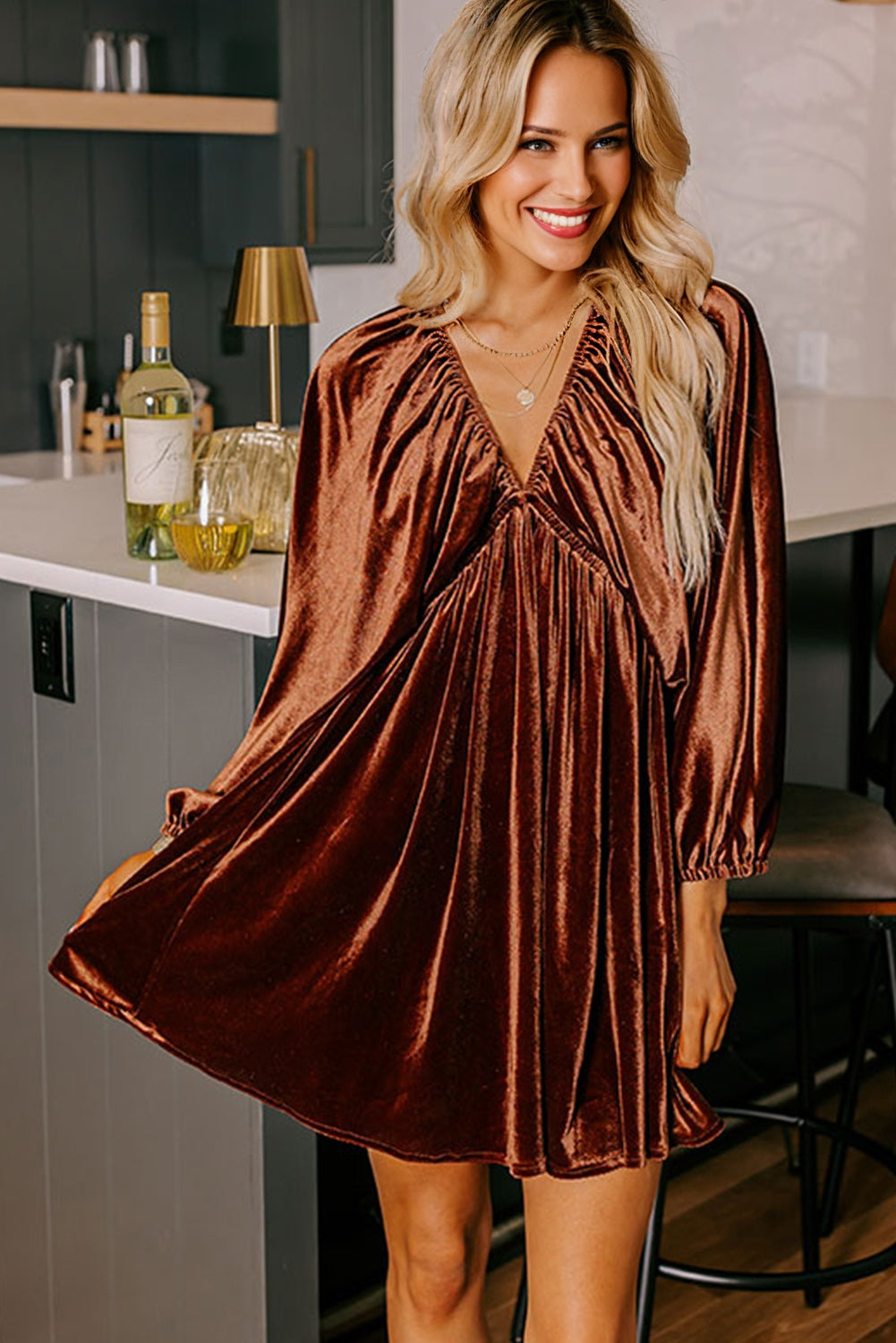 Ash | Velvet Puff Sleeve Dress
